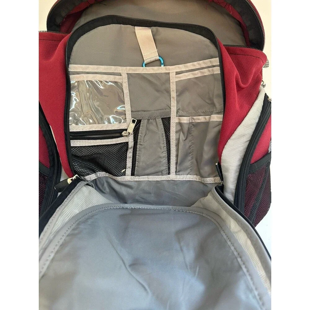 Samsonite Red/Gray Travel Backpack Three Zippered Compartments, Padded Straps